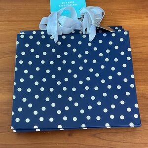Martha Stewart Blue and Silver Polka Dot Gift Bag
